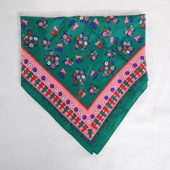 Vintage Accessories - VTG Green Pink Blue Small Mouse Floral Square Scarf